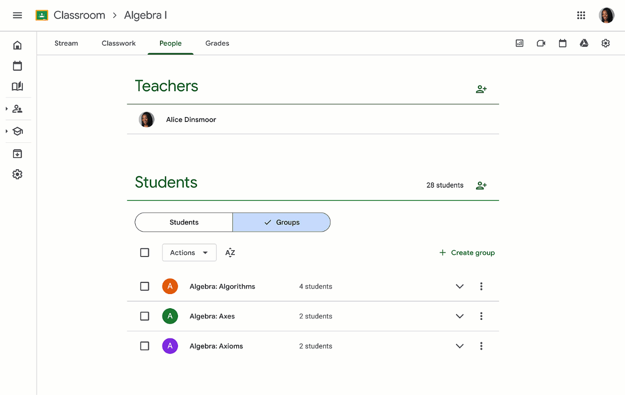 Student Groups in Google Classroom